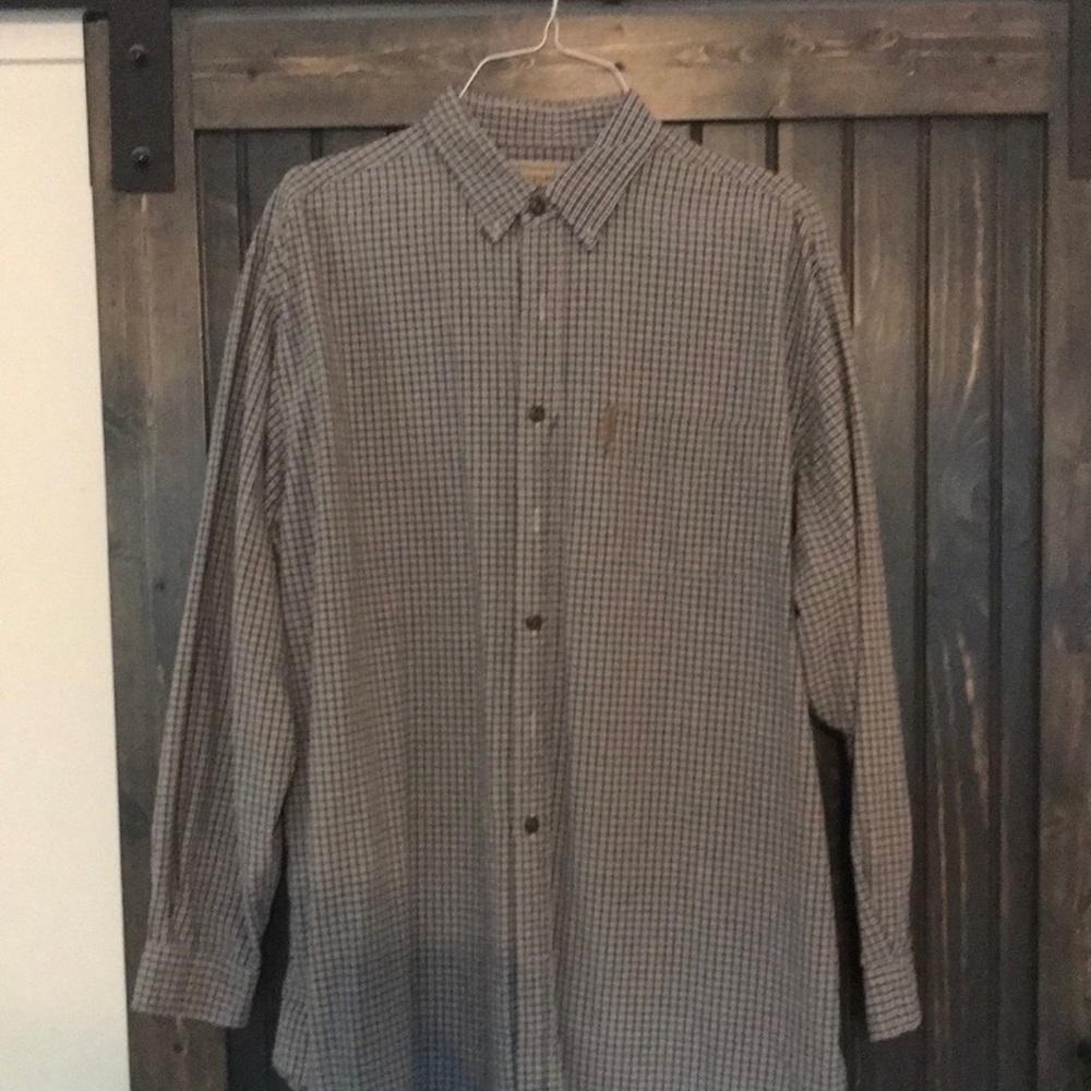 Casual blue button-down shirt, long sleeve